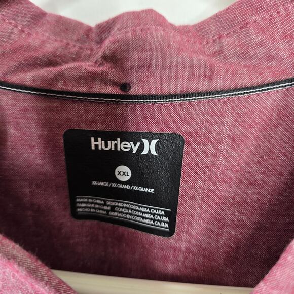 Hurley Men's Salmon Pink Button-up Shirt Size XXL - Picture 4 of 9